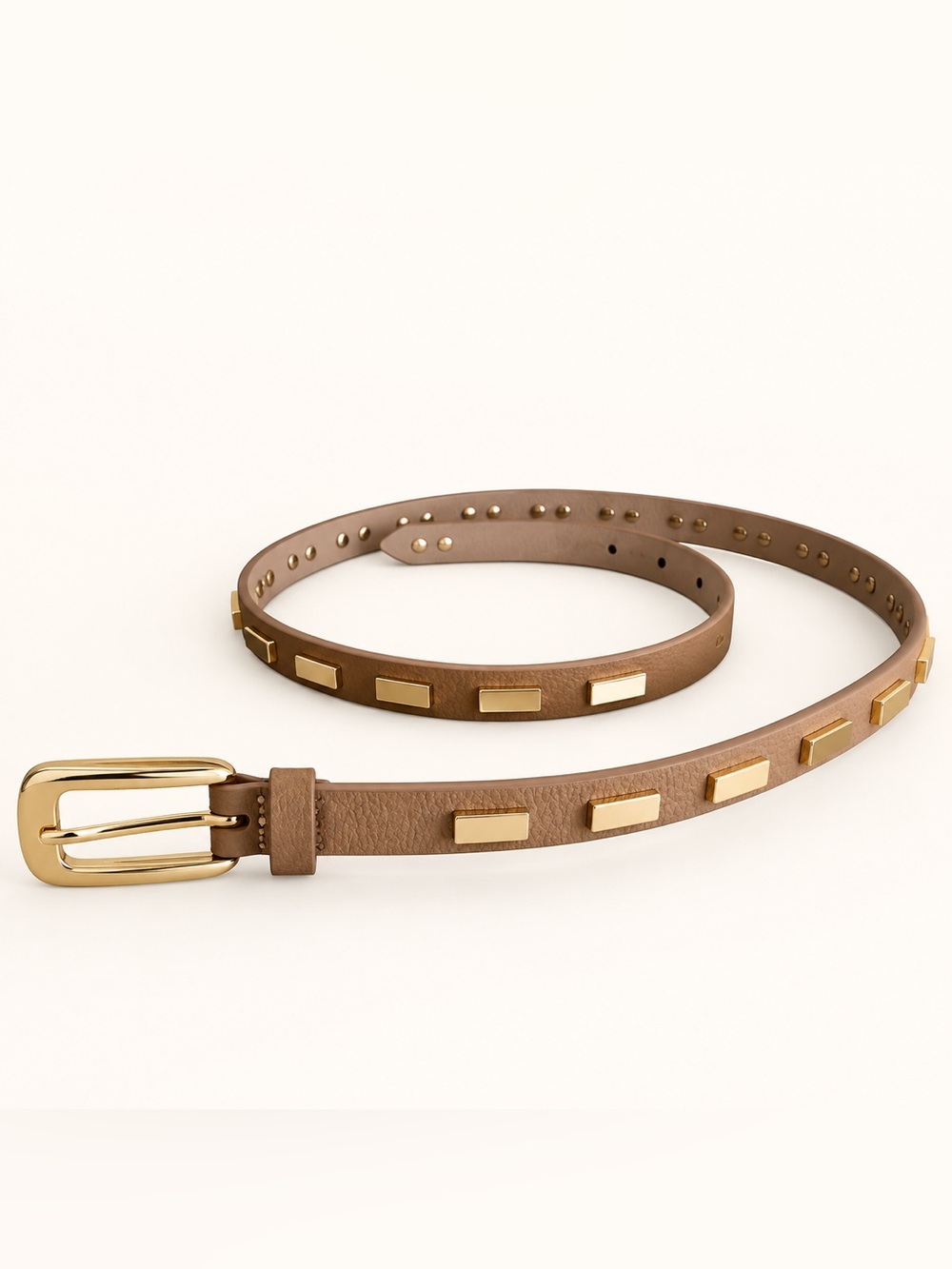 NWT B-Low The Belt Lowen Tan Leather Gold Studded Belt Size 35 $196
